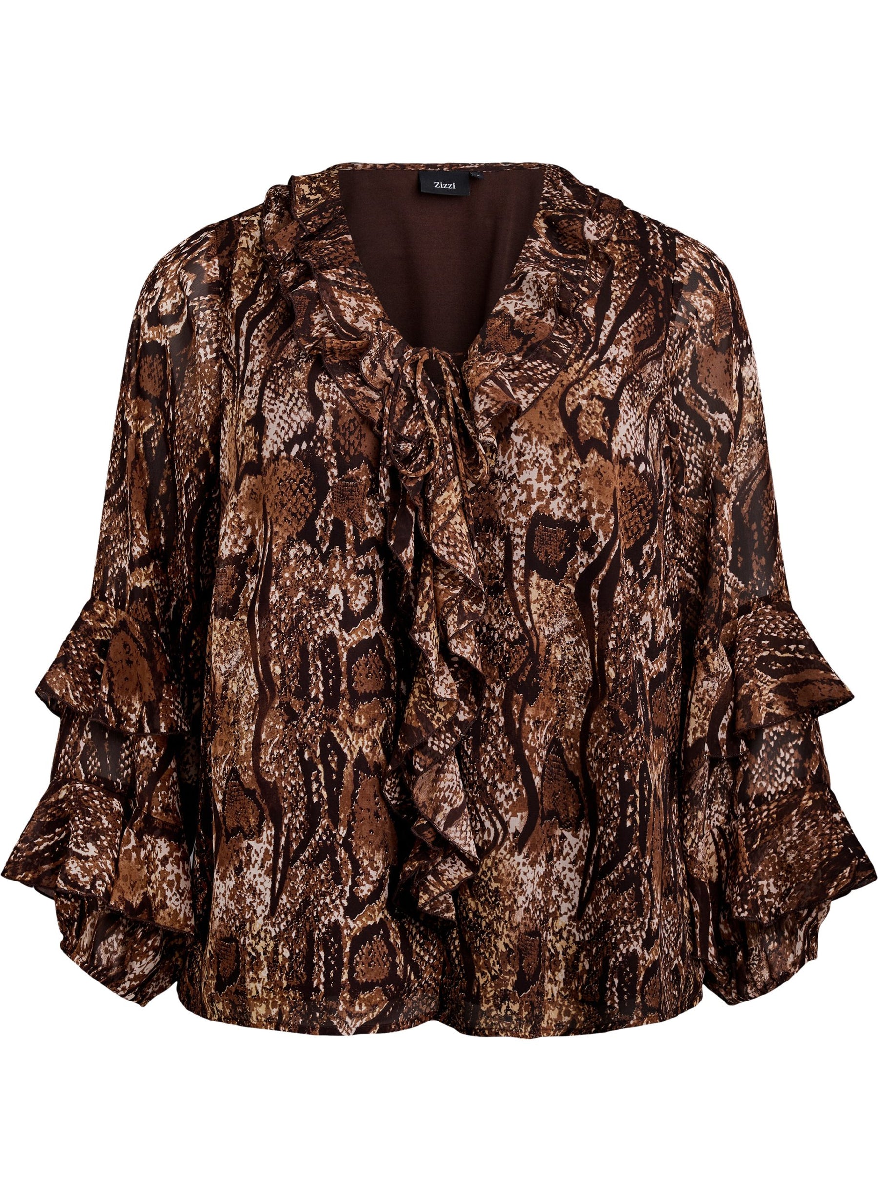 Zizzi Sika Blouse in Brown