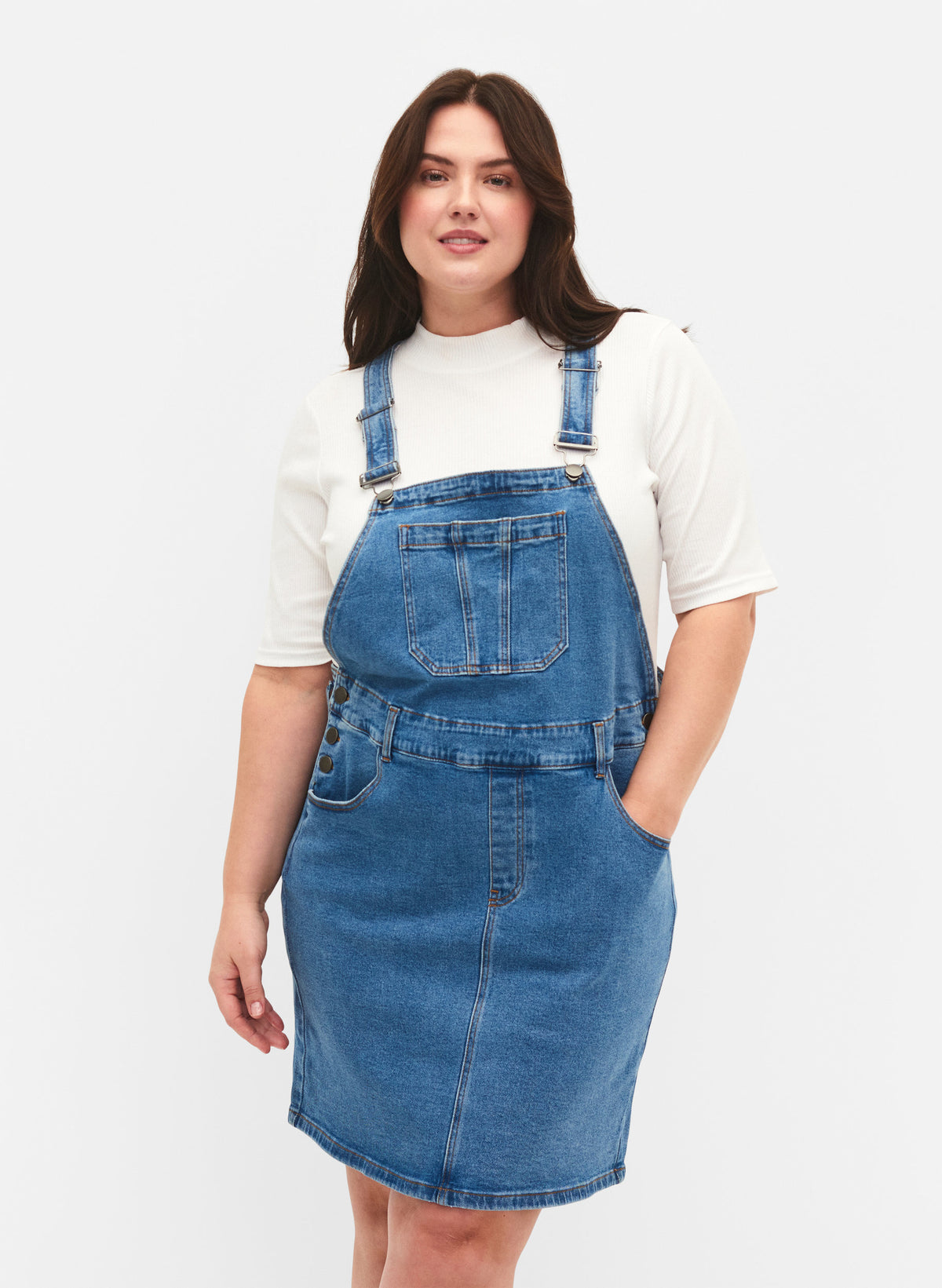 Zizzi Silja Dress in Light Blue Denim