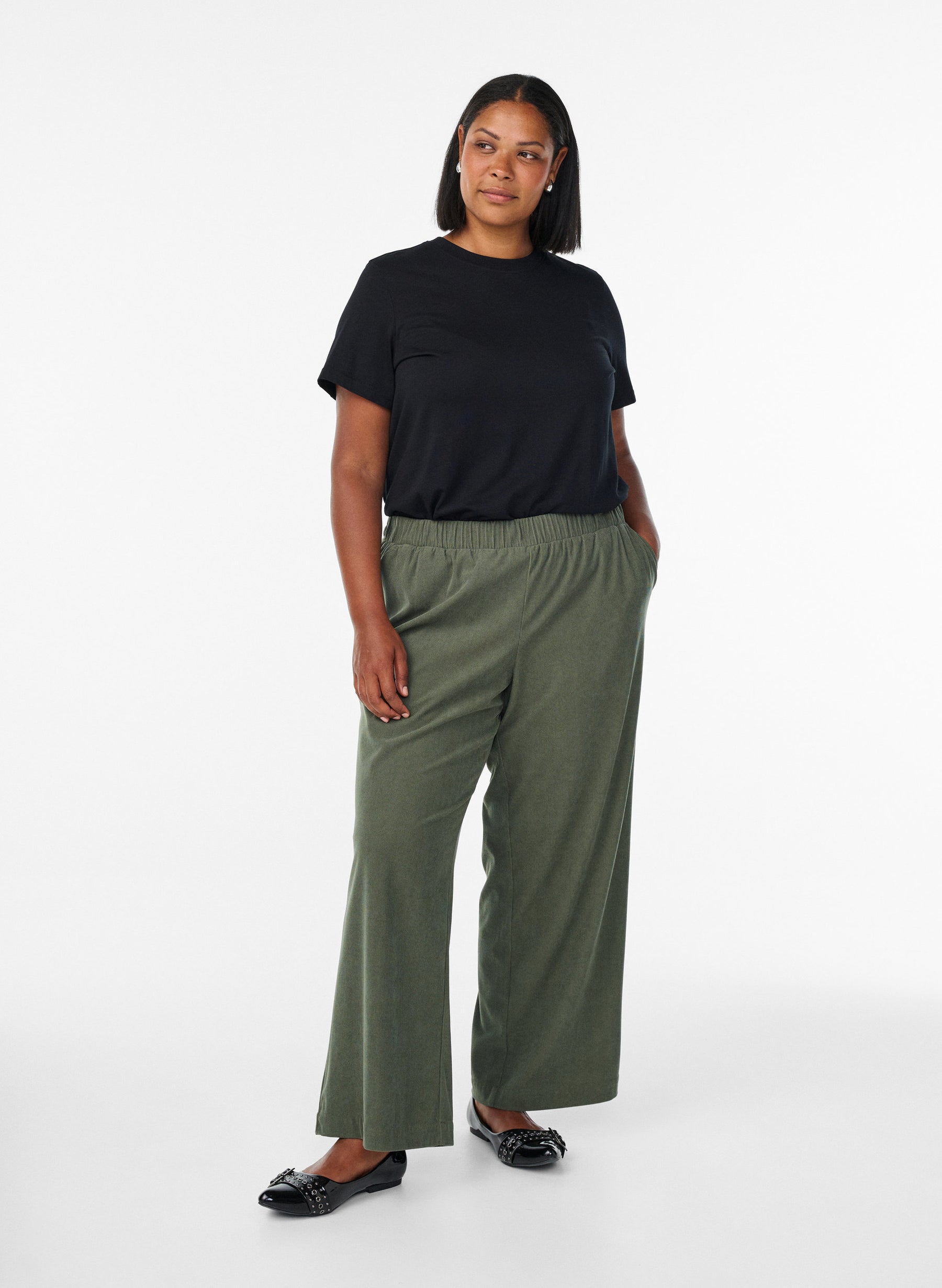 Zizzi Surine Trousers in Khaki