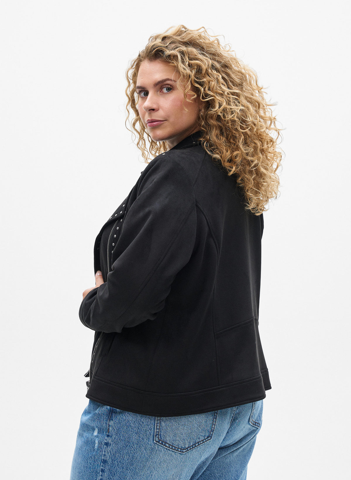 Zizzi Sussie Biker Jacket in Black