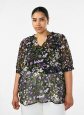 Zizzi Taru Blouse in Black Flower