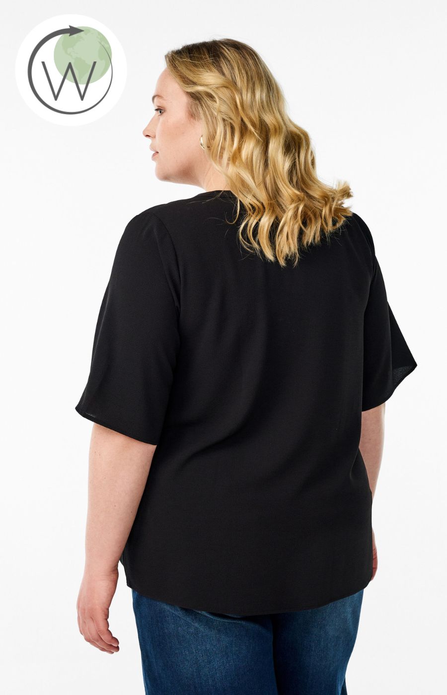 Zizzi V-Neck Anni Blouse in Black