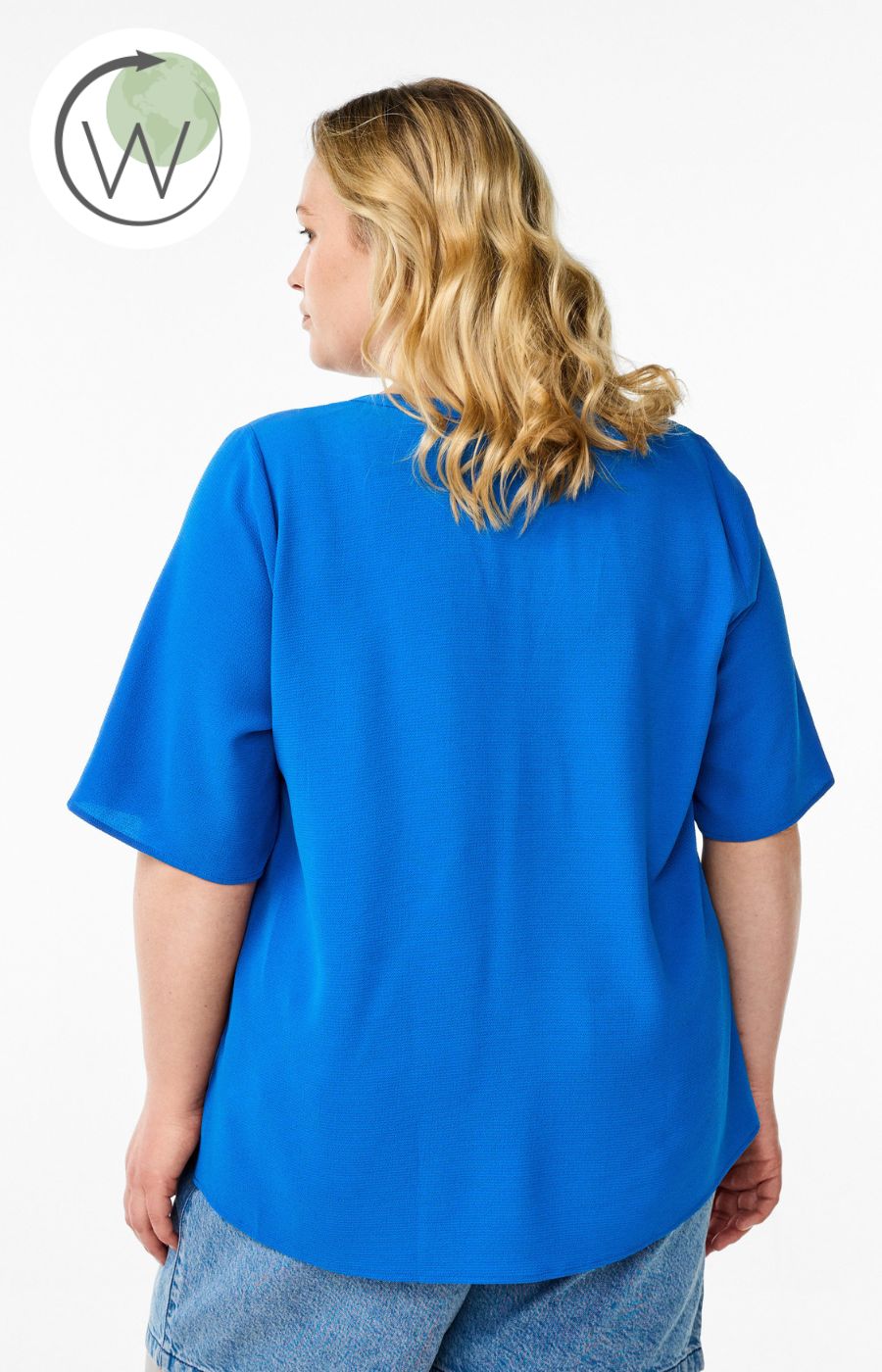 Zizzi V-Neck Anni Blouse in Blue