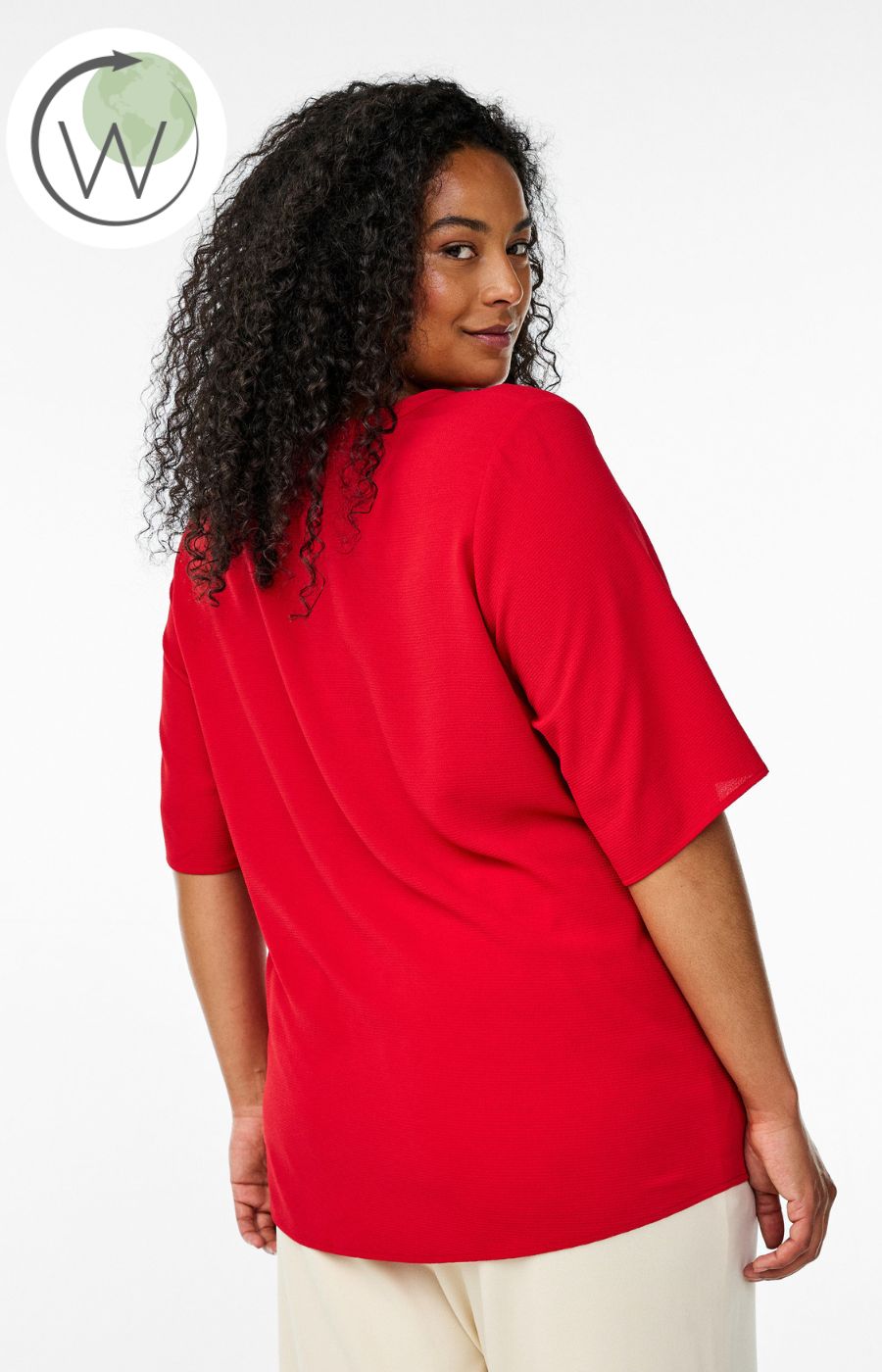 Zizzi V-Neck Anni Blouse in Red