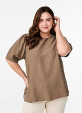 Zizzi Vilma Blouse in Brown
