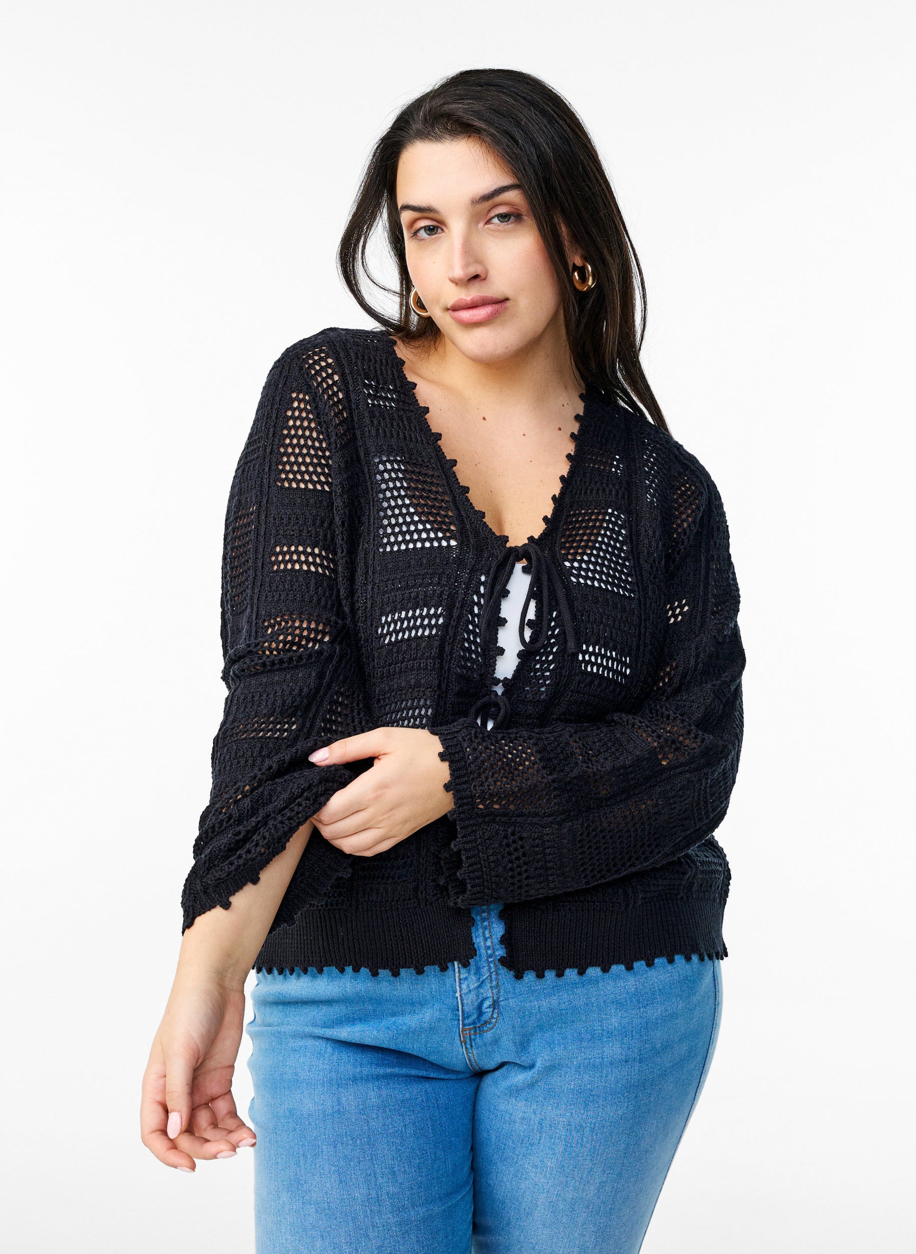 Zizzi Viola Cardi in Black