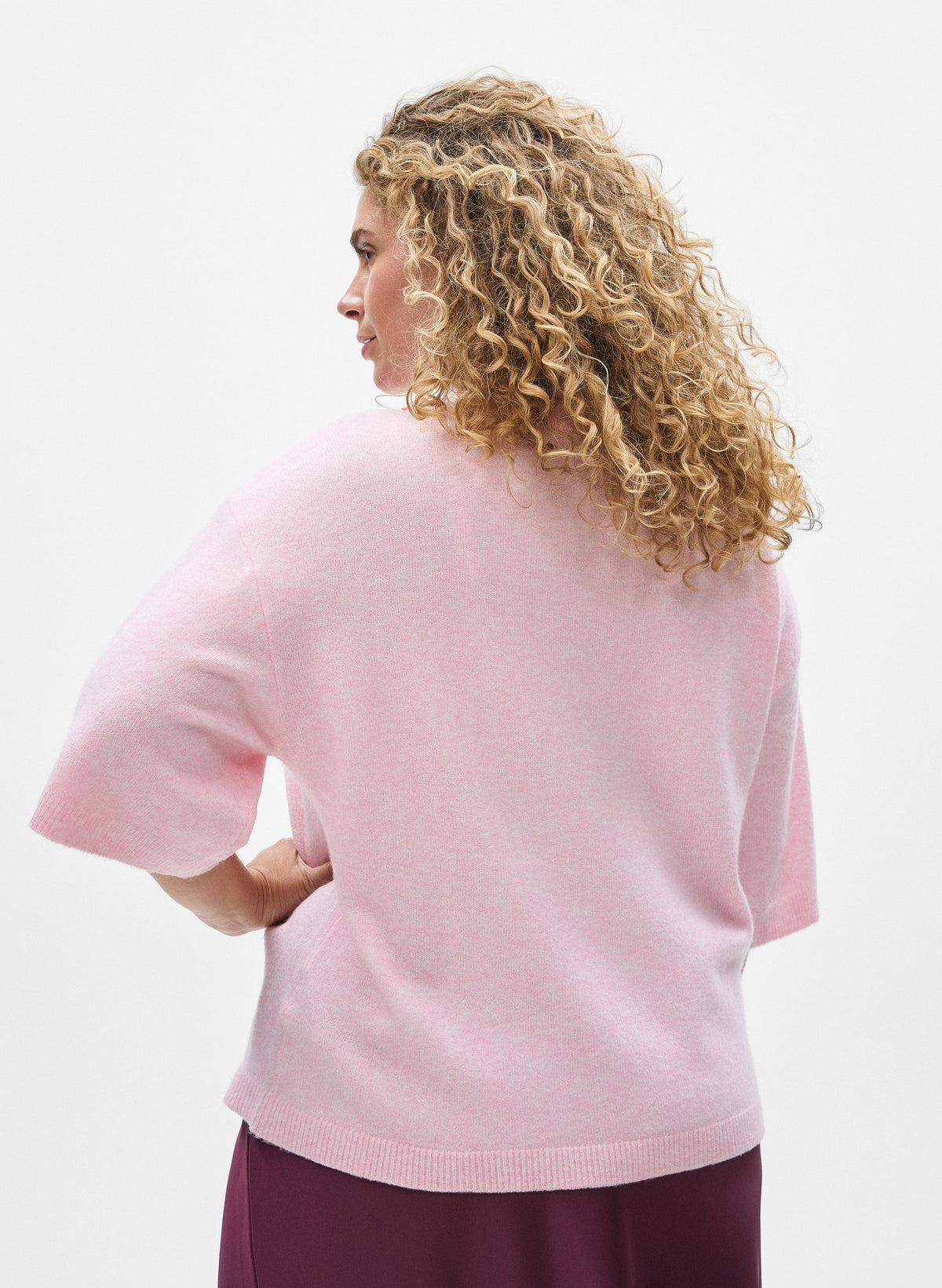 Zizzi Vista 1/2 Sleeve Jumper in Pink