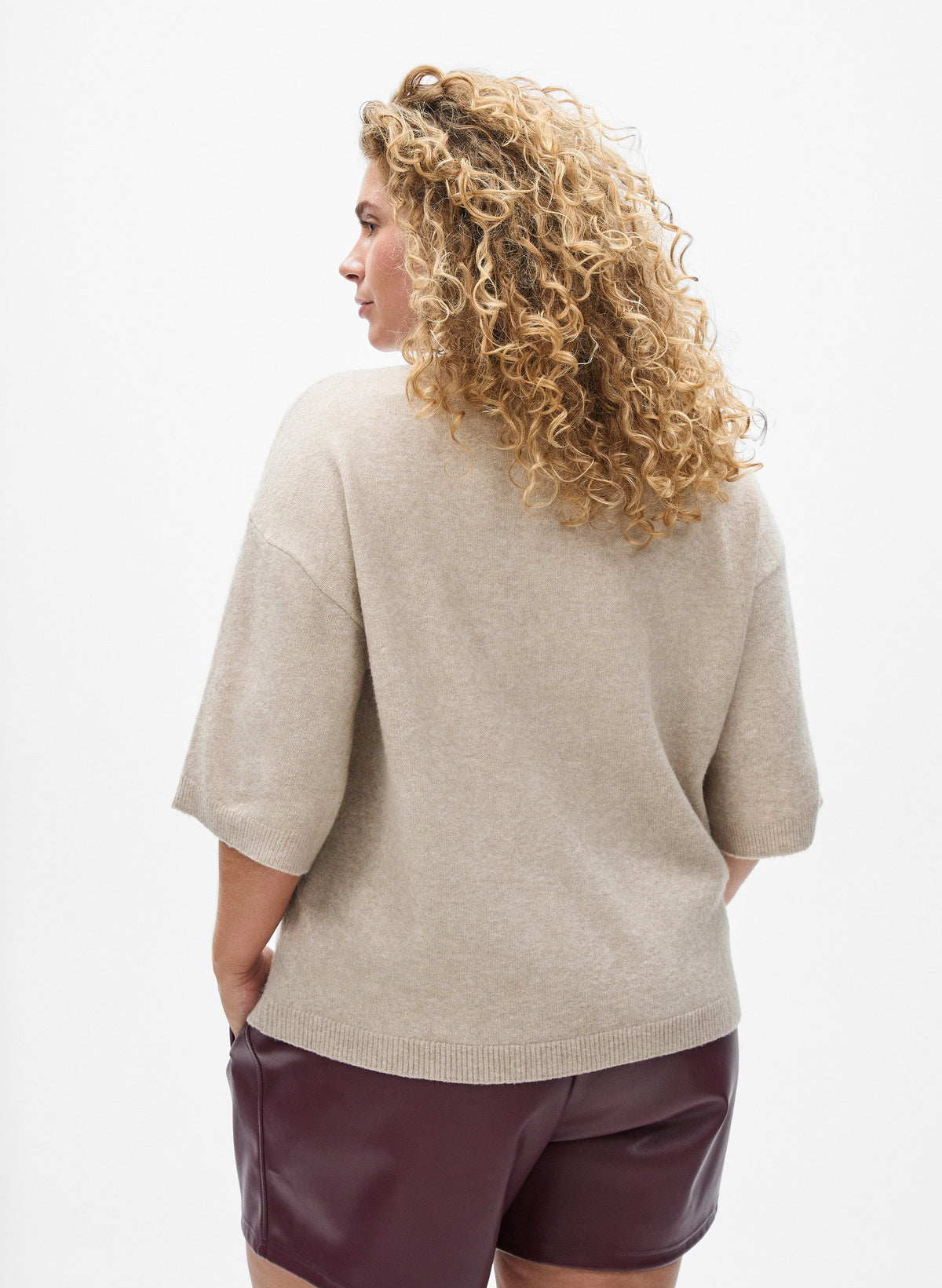 Zizzi Vista 1/2 Sleeve Jumper in Taupe