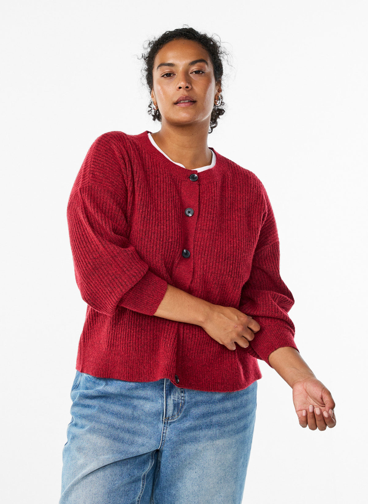 Zizzi Vista Cardigan in Red