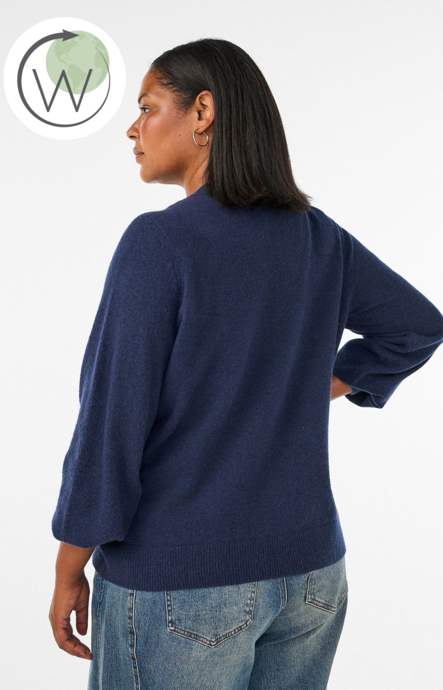 Zizzi Vista Gold Button Cardigan in Navy