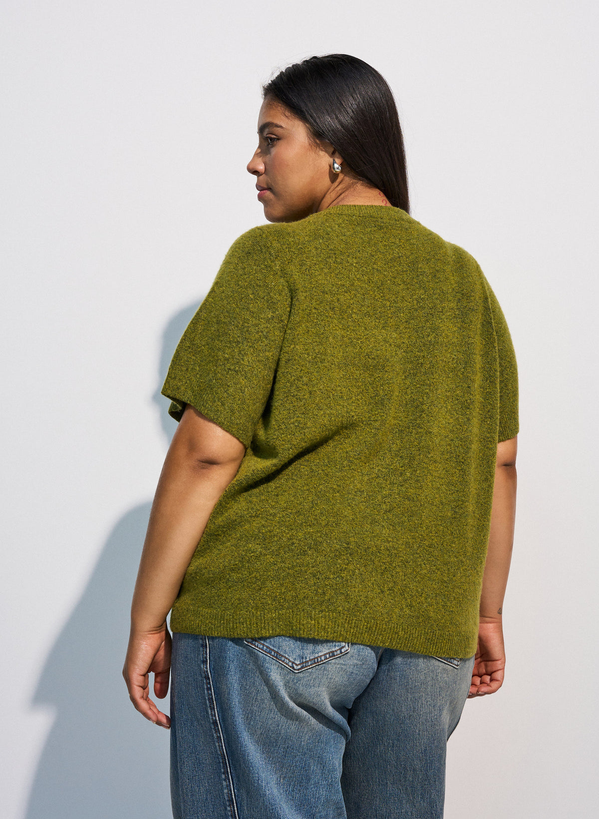 Zizzi Vista Short Sleeve Cardigan in Green