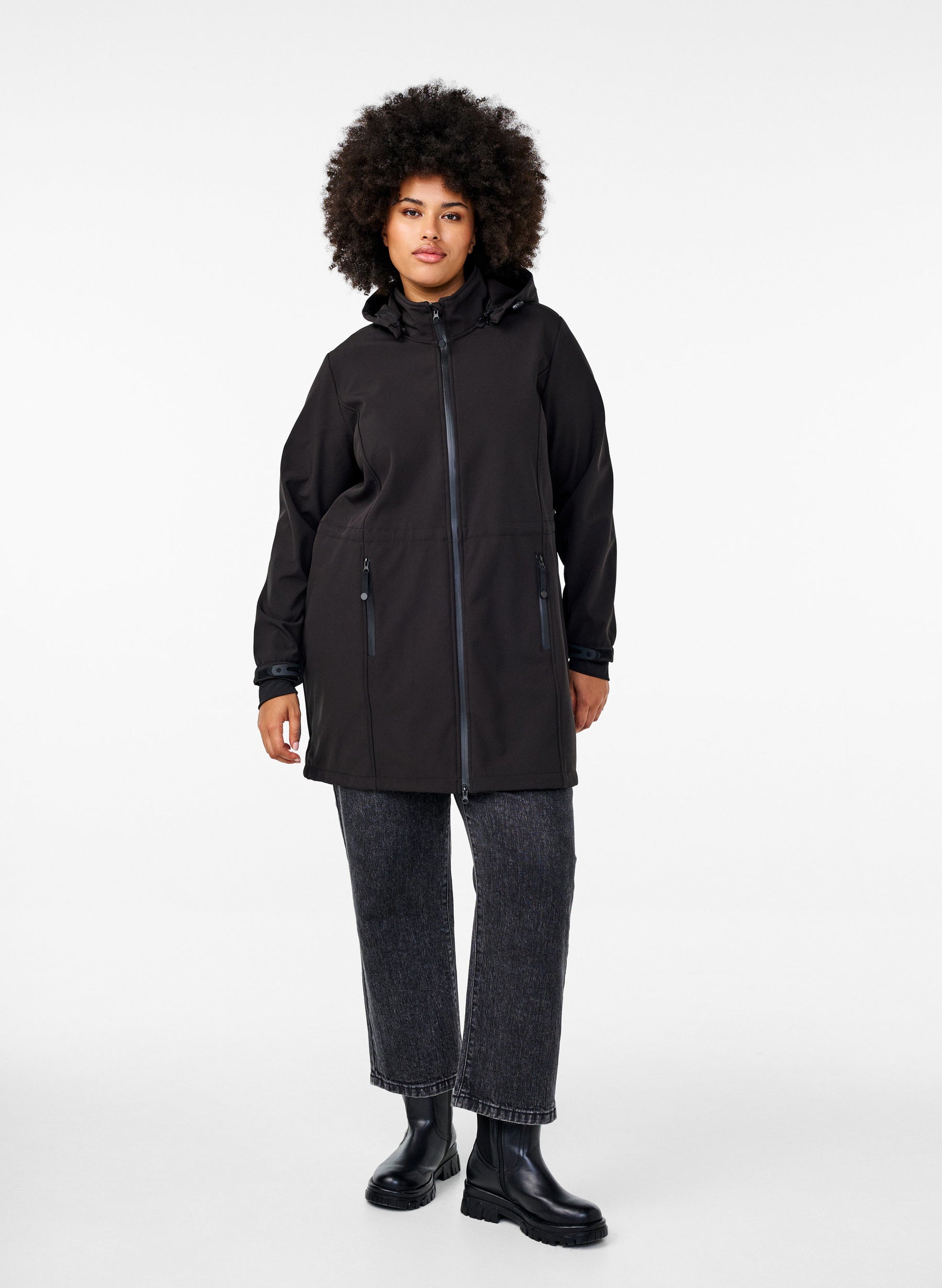 Zizzi Waterproof Coat in Black