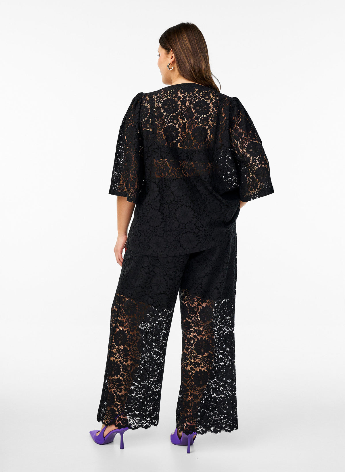 Zizzi Welda Lace Trousers In Black