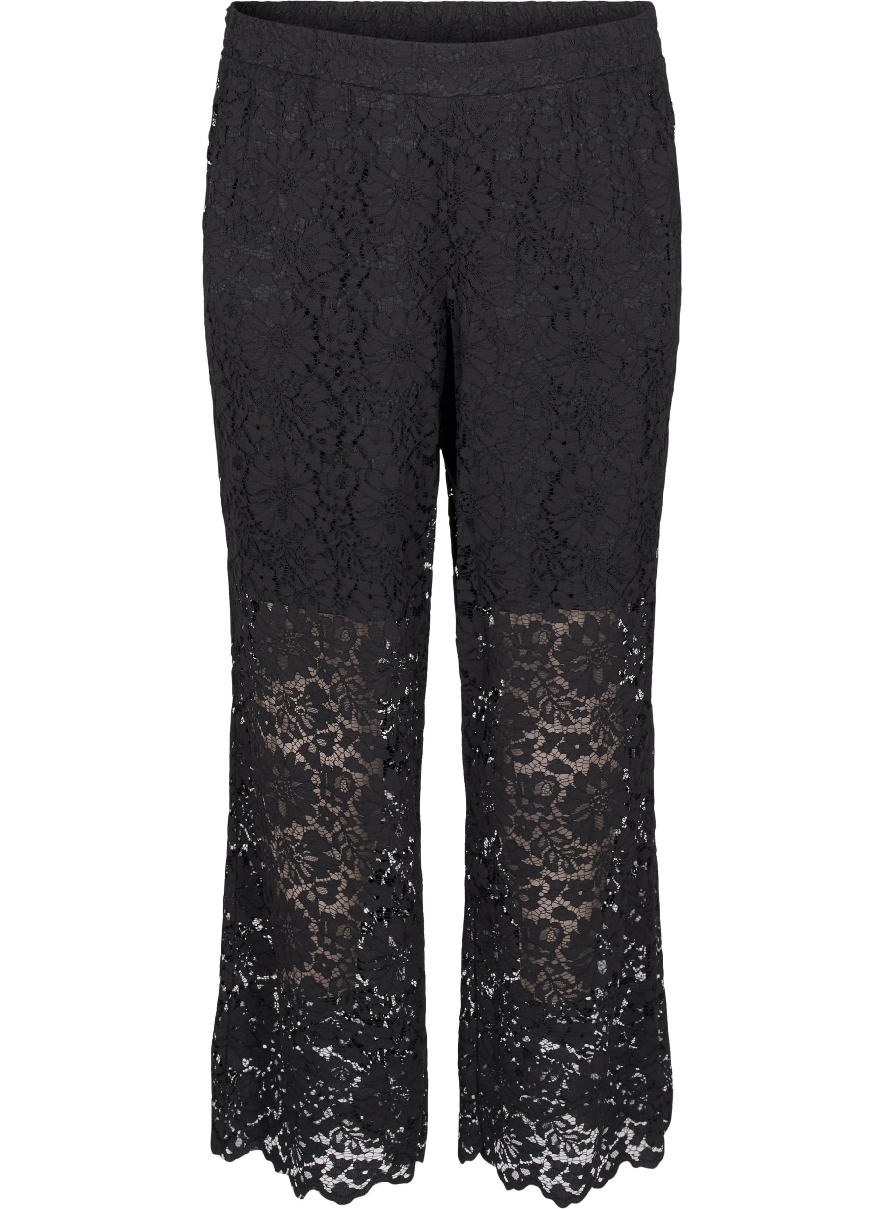 Zizzi Welda Lace Trousers In Black
