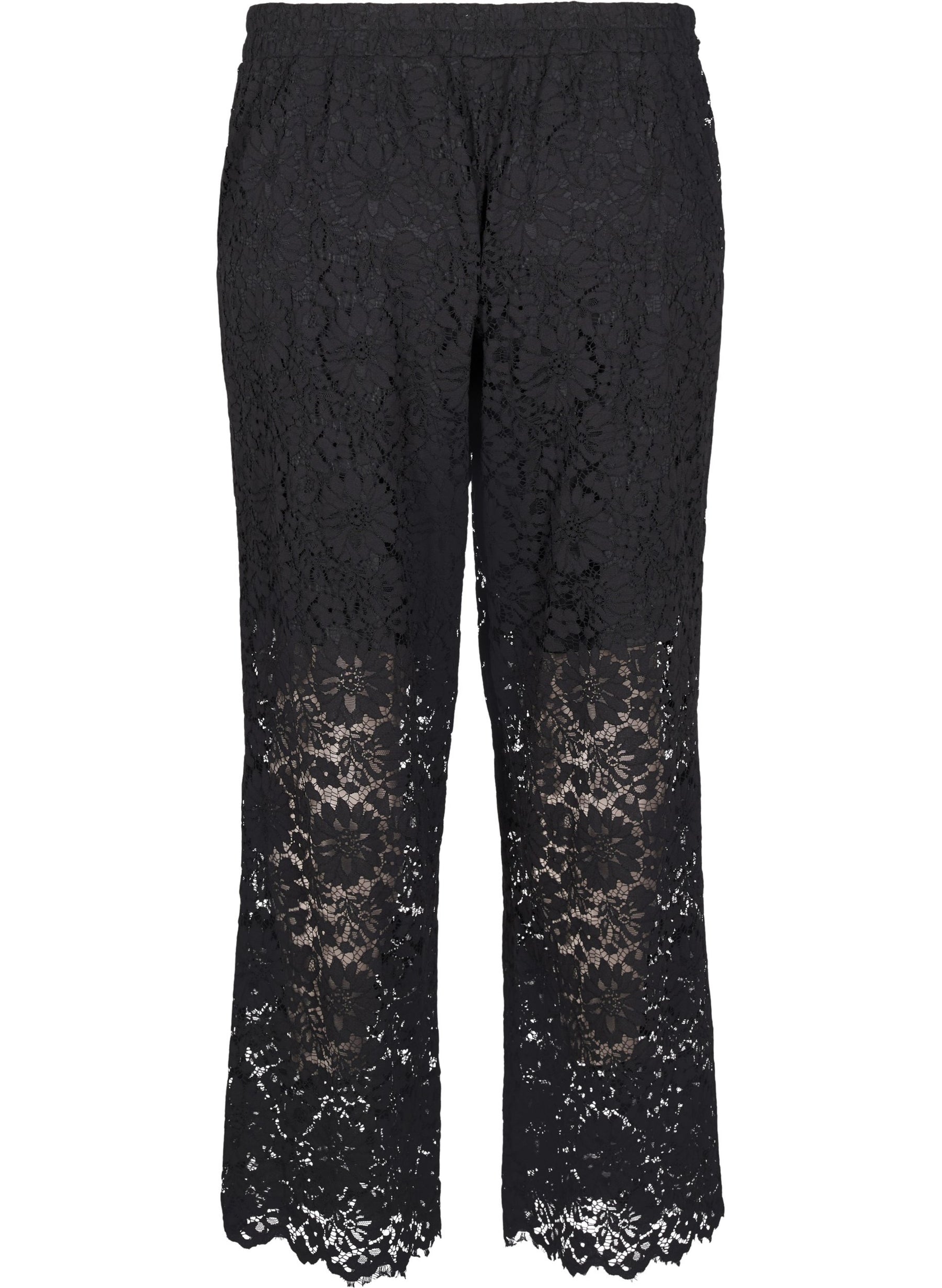 Zizzi Welda Lace Trousers In Black
