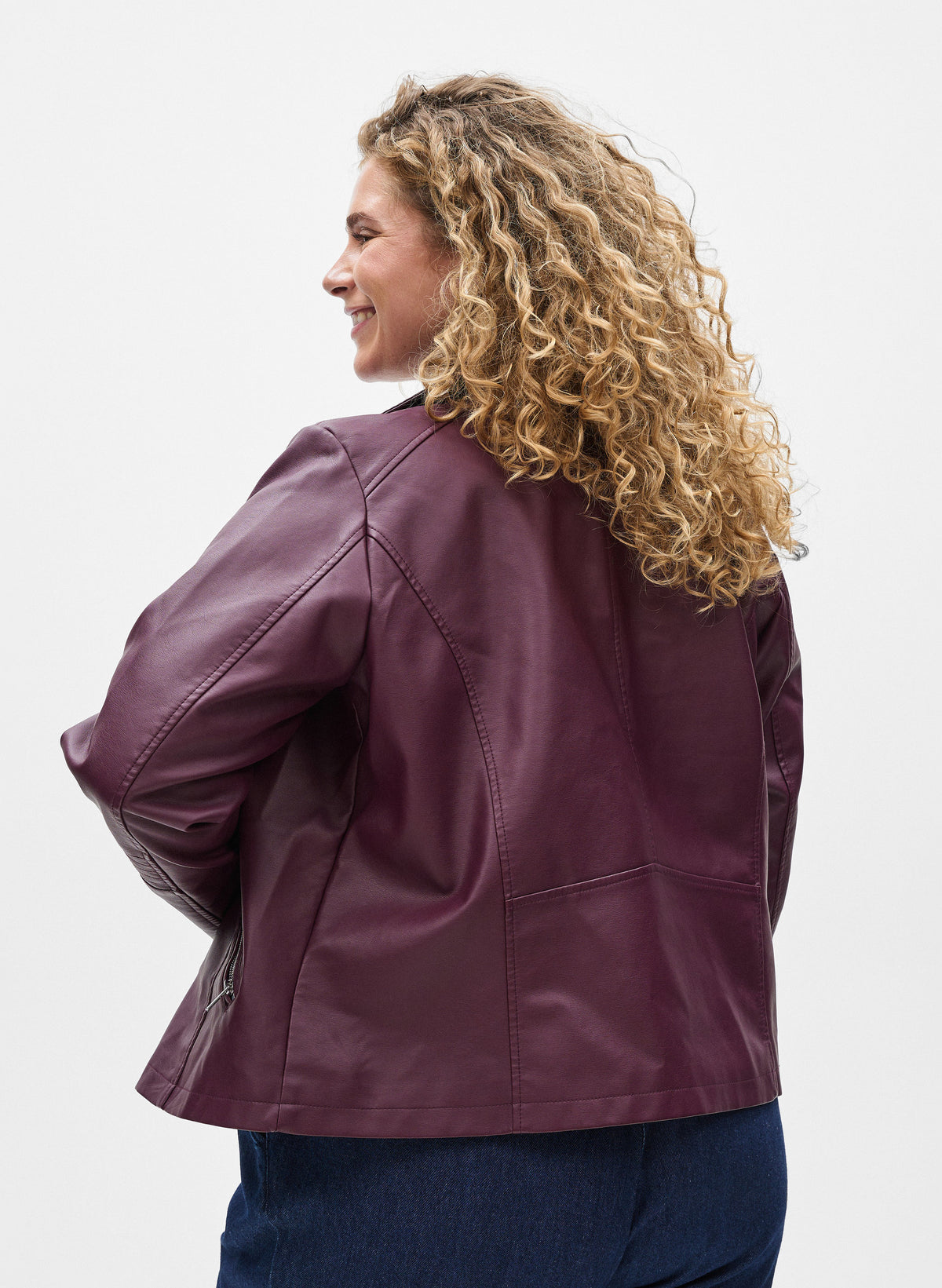 Zizzi Zoe Leather Jacket in Fig