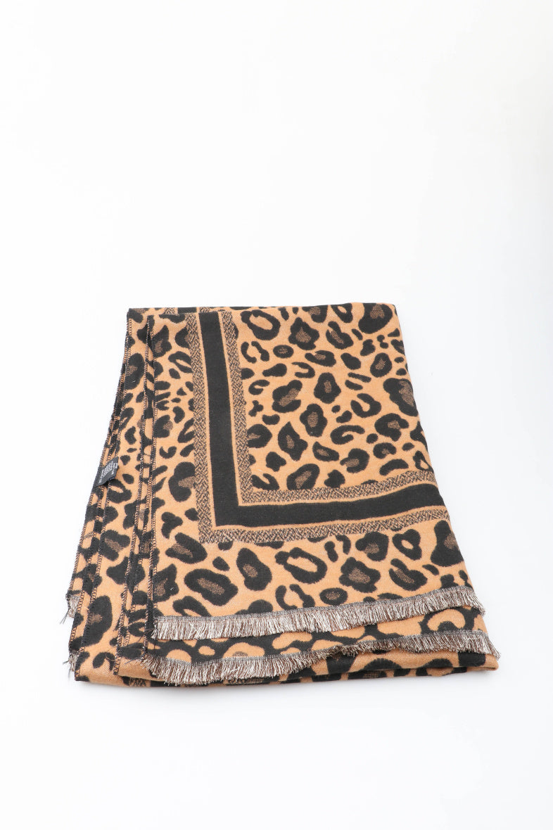 Cara Scarf in Camel Leopard