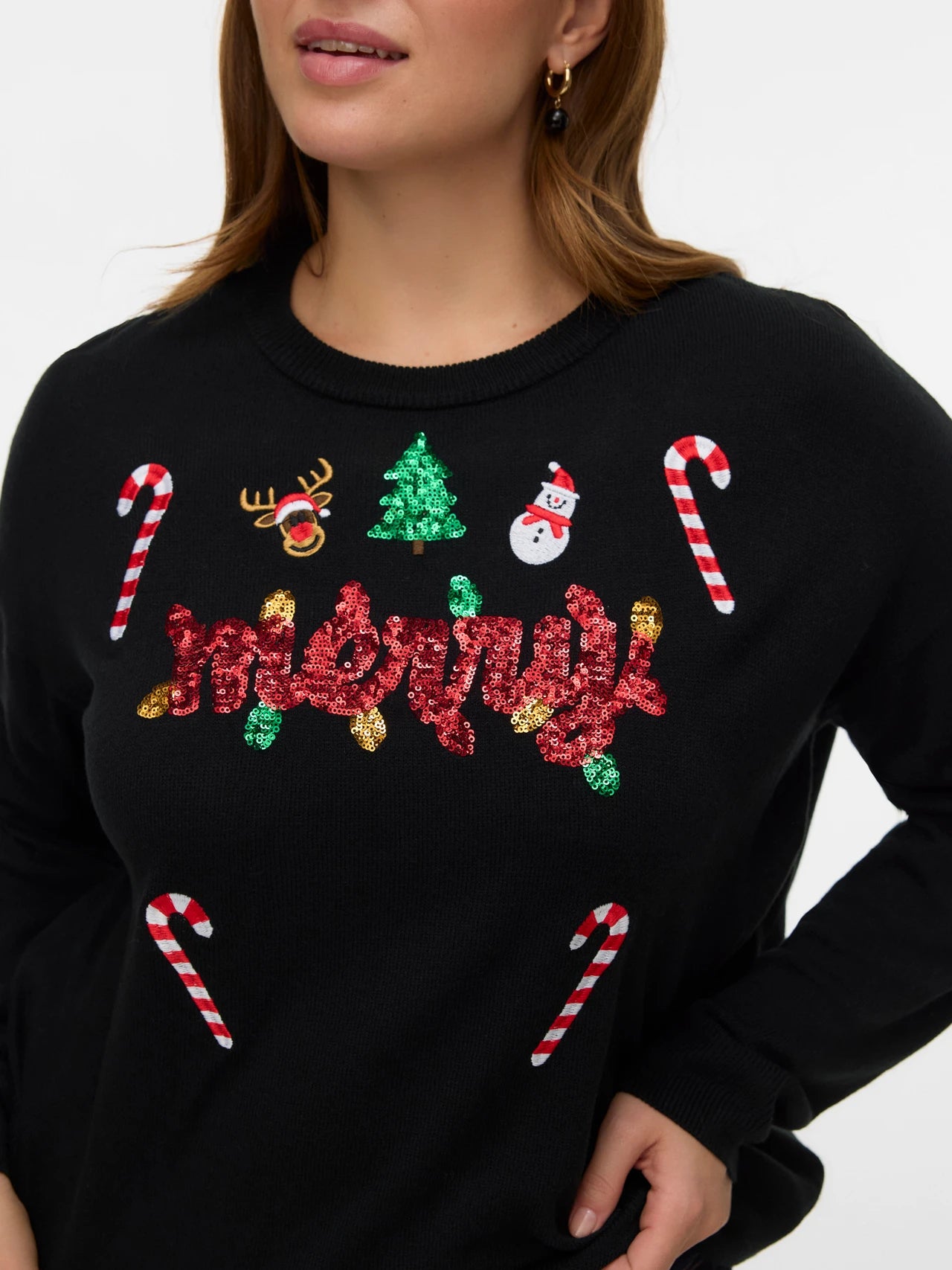Vero Moda Curve X-Mas Candy Cane Knit Jumper