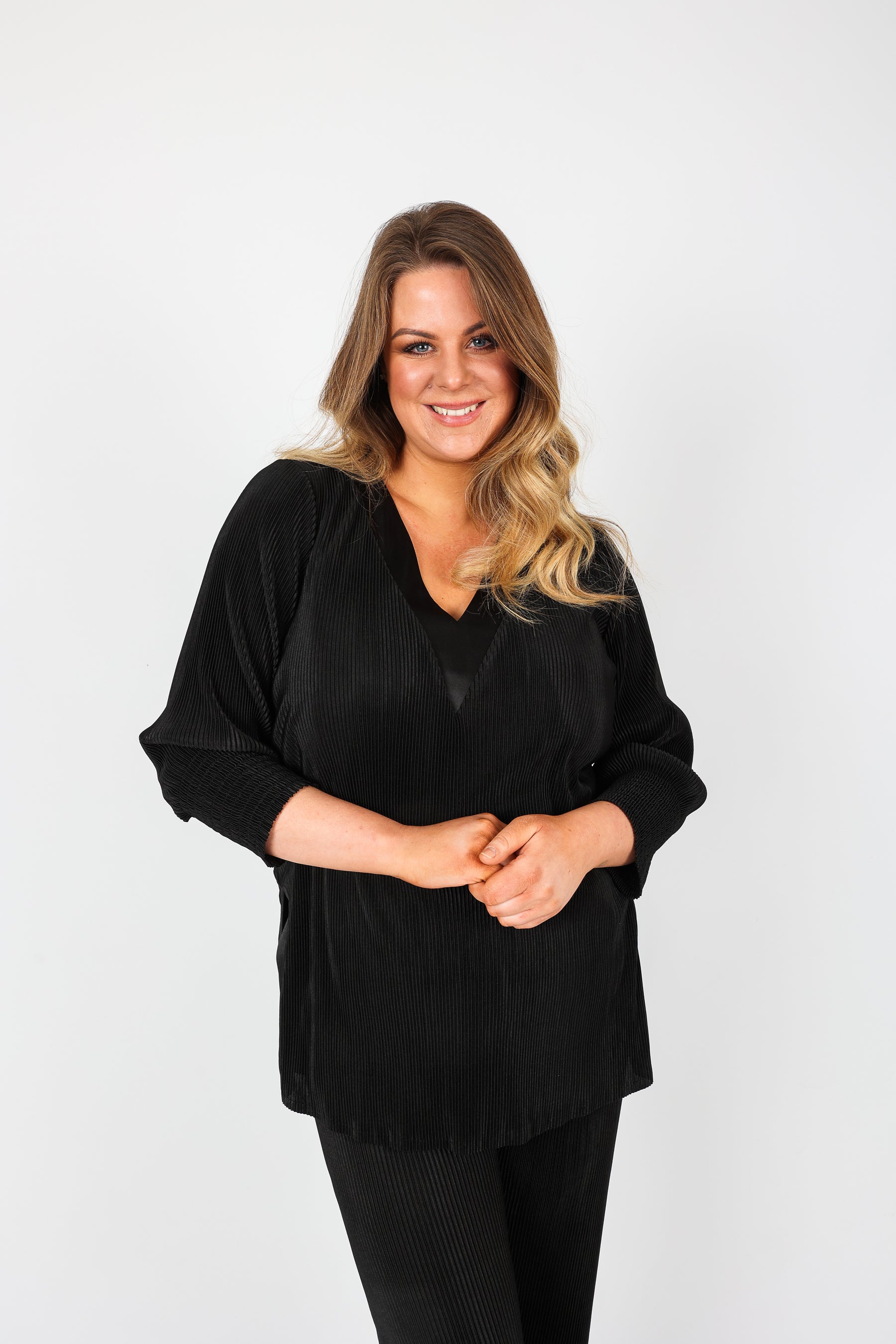 Mellomi Sharon Plisse Top in Black