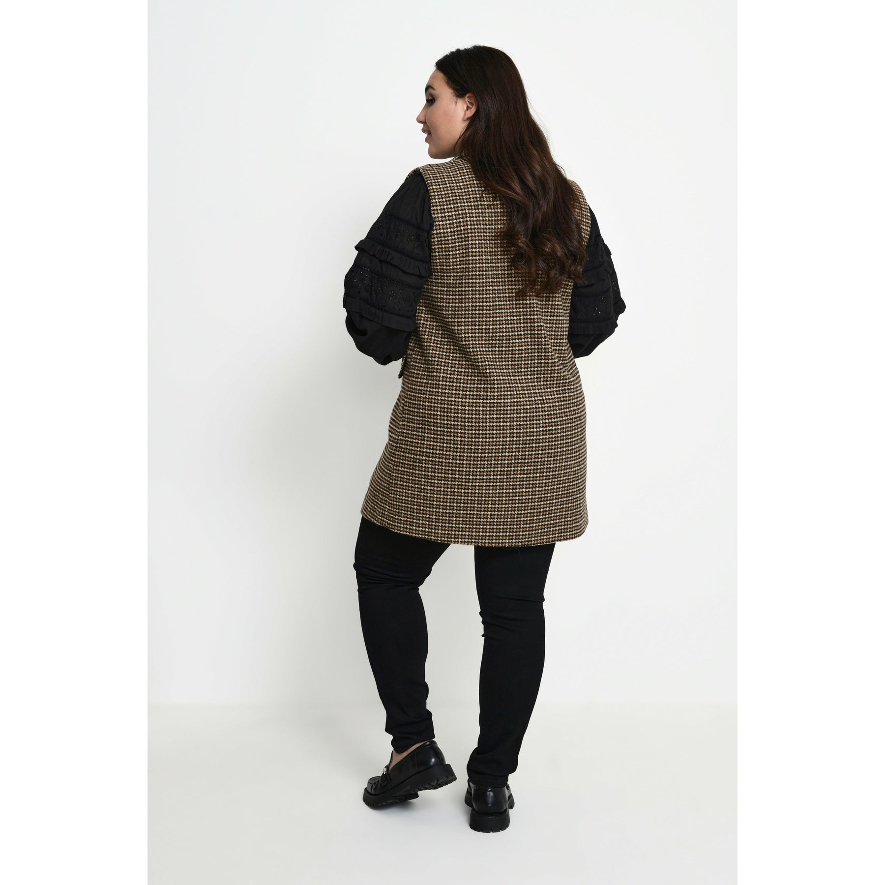 Kaffe Sonia Waistcoat in Check Pattern - Wardrobe Plus
