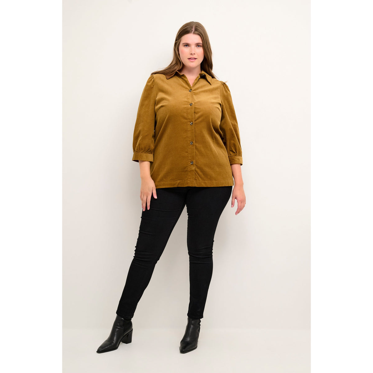 Kaffe Curve Vana Corduroy Shirt - Wardrobe Plus