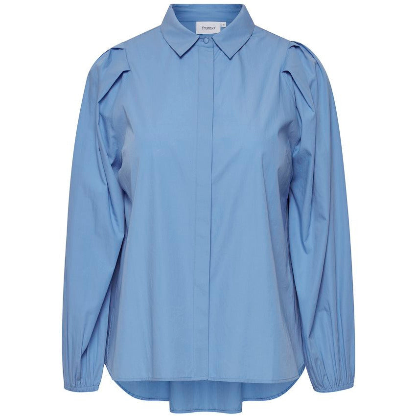 Fransa Plus Hallie Shirt in Blue - Wardrobe Plus