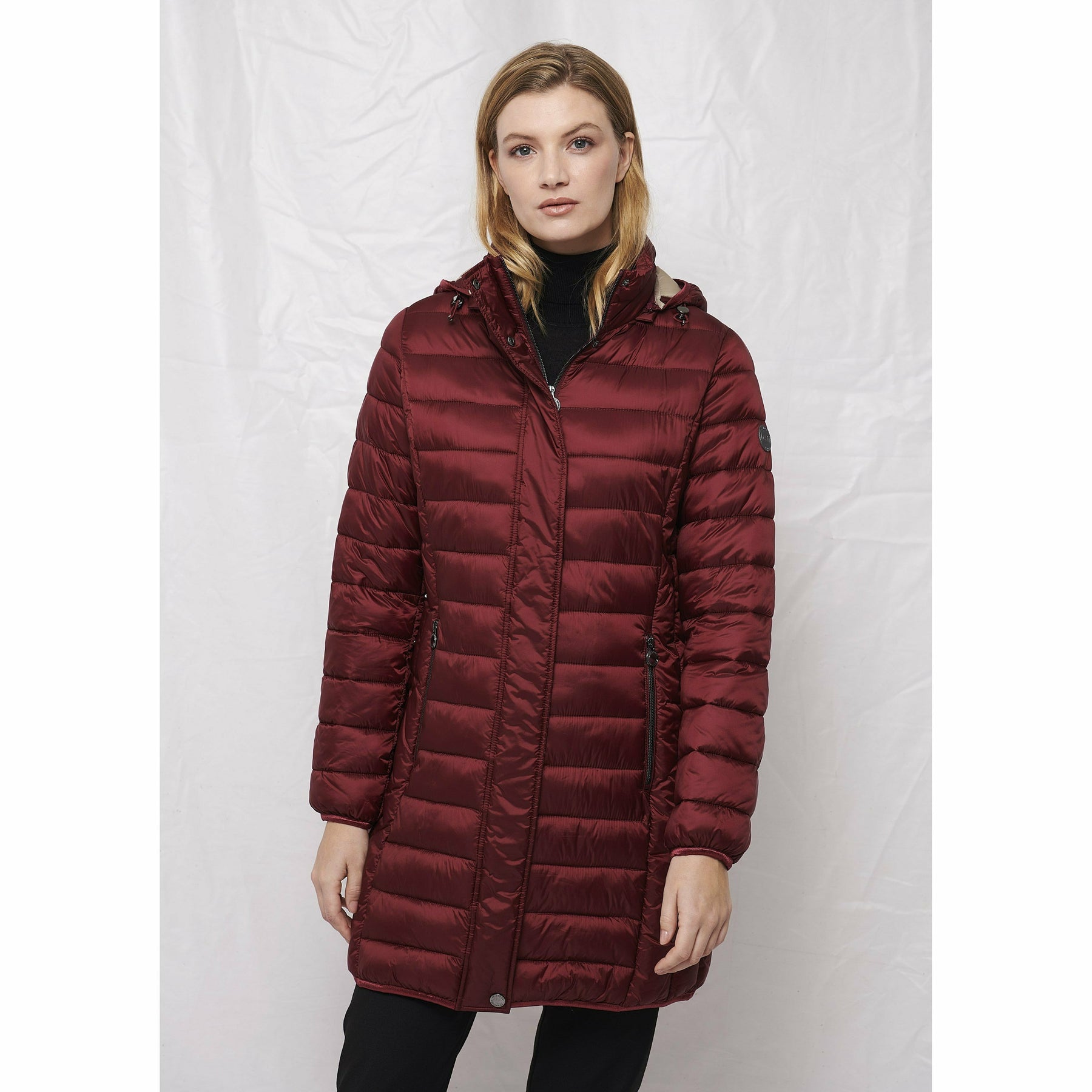 Frandsen Padded Coat in Wine - Wardrobe Plus