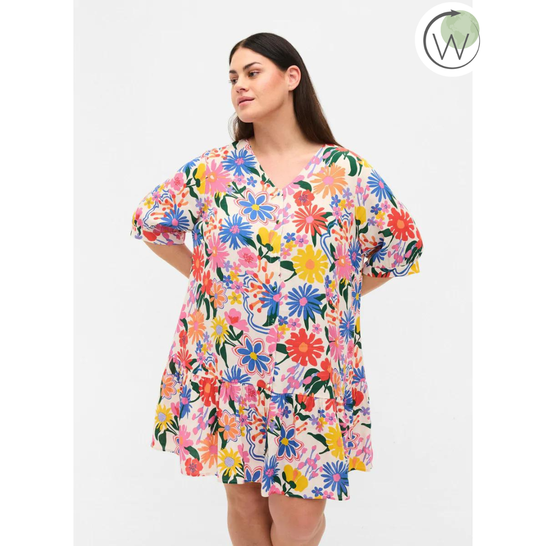 Zizzi Gini Floral Print Short Sleeve Tunic - Wardrobe Plus