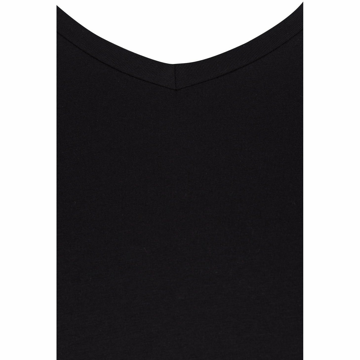 Zizzi Cotton V-Neck Tee Shirt - Black - Wardrobe Plus