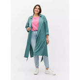 Zizzi Trench Coat in Sage Green - Wardrobe Plus