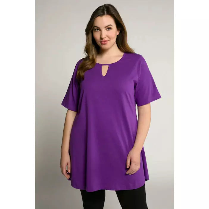 Ulla Popken Keyhole Tunic in Purple - Wardrobe Plus
