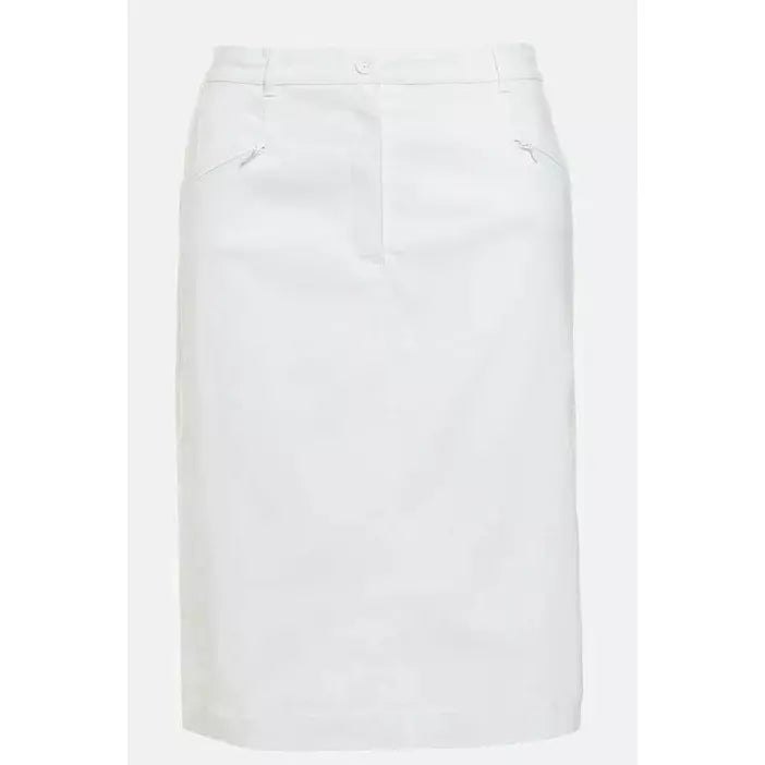 Ulla Popken Stretch Skirt in White - Wardrobe Plus