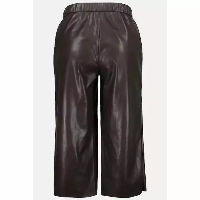 Ulla Popken Brown Leather Look Culottes - Wardrobe Plus