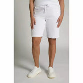 Ulla Popken Towelling Shorts in White - Wardrobe Plus