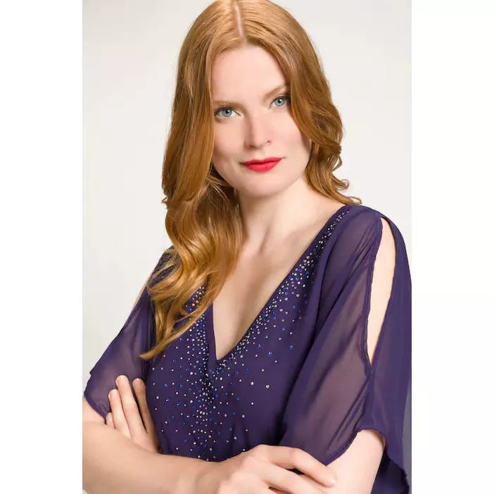 Ulla Popken Sparkle Front Dress in Purple - Wardrobe Plus