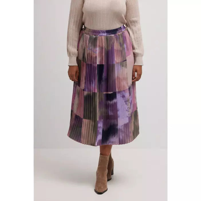 Ulla Popken Watercolour Pleated Skirt - Wardrobe Plus