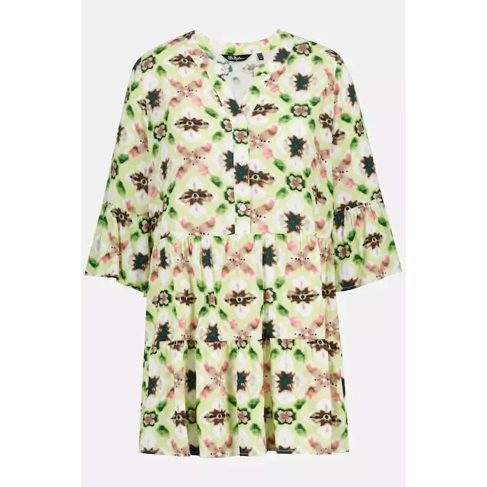 Ulla Popken Floral Print Tunic in Lime - Wardrobe Plus
