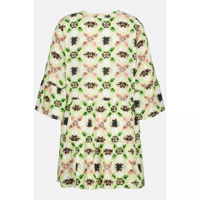 Ulla Popken Floral Print Tunic in Lime - Wardrobe Plus