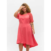 Zizzi Angelina Midi Dress in Pink - Wardrobe Plus