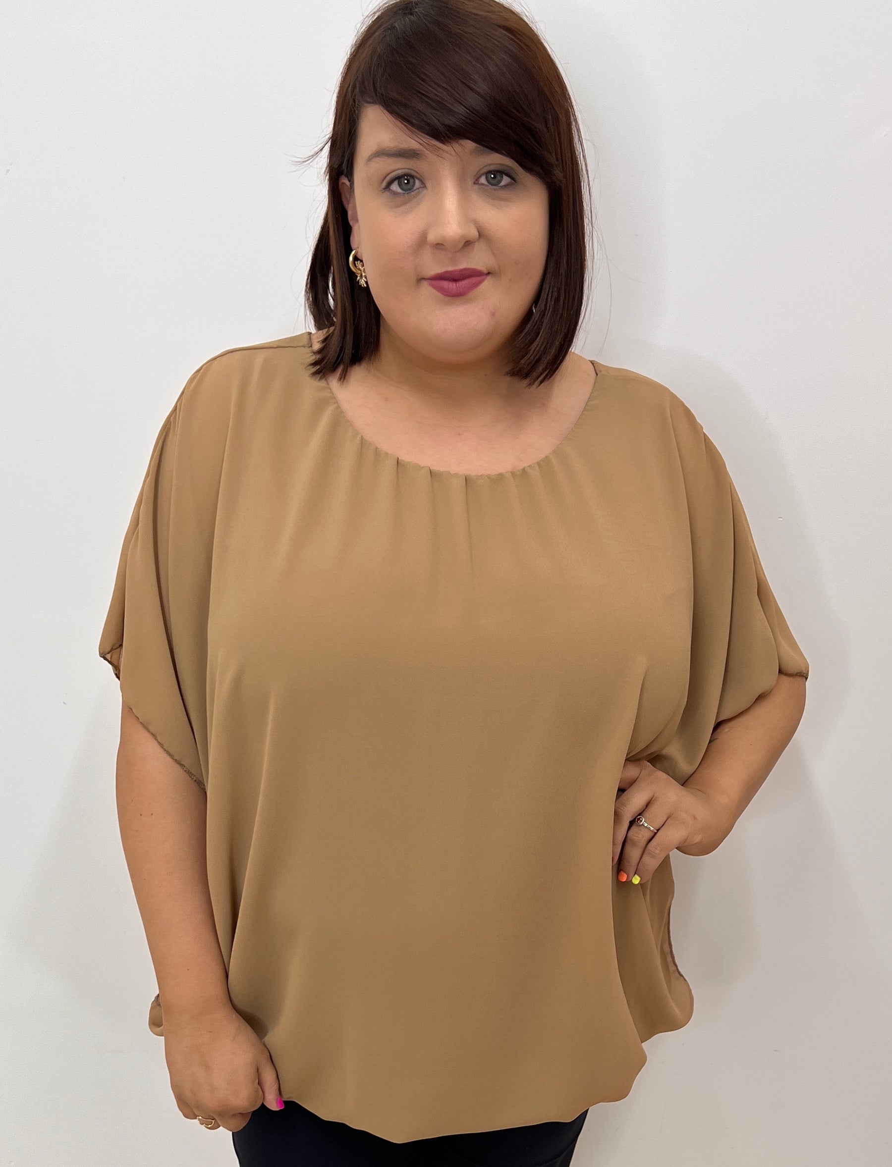 Magic Blouse in Tan - Size 2 - Wardrobe Plus