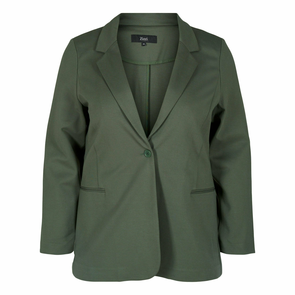 Zizzi Maddie Blazer in Khaki - Wardrobe Plus