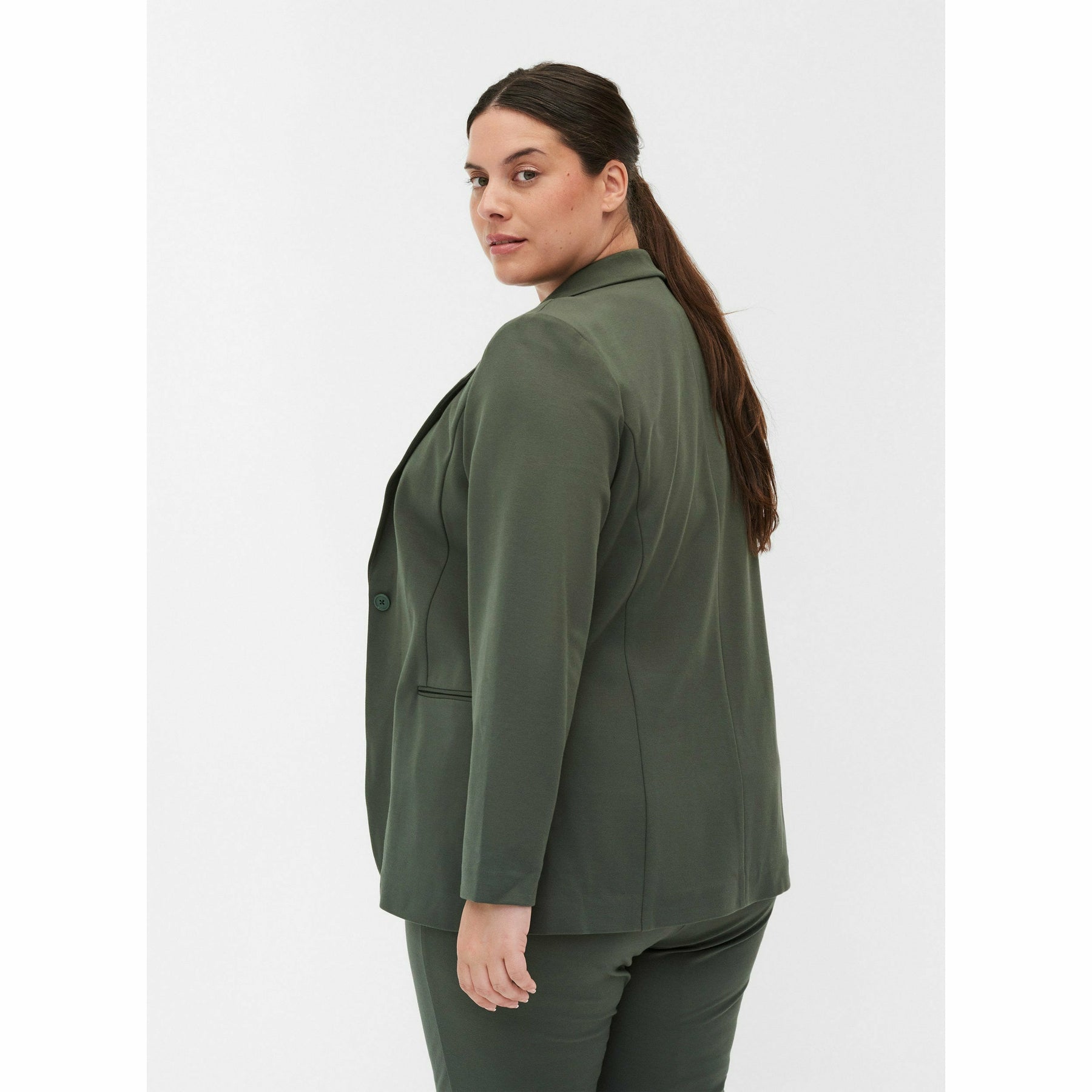 Zizzi Maddie Blazer in Khaki - Wardrobe Plus