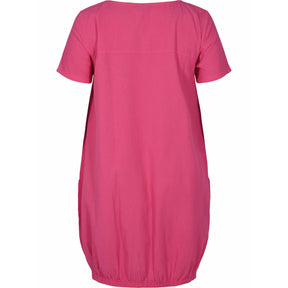 Zizzi Cotton Bubble Dress in Hot Pink - Wardrobe Plus