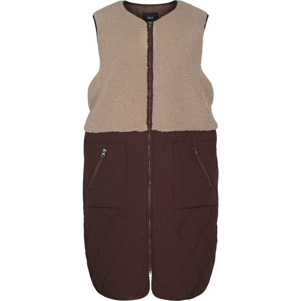 Zizzi Teddy Mix Gilet - Wardrobe Plus