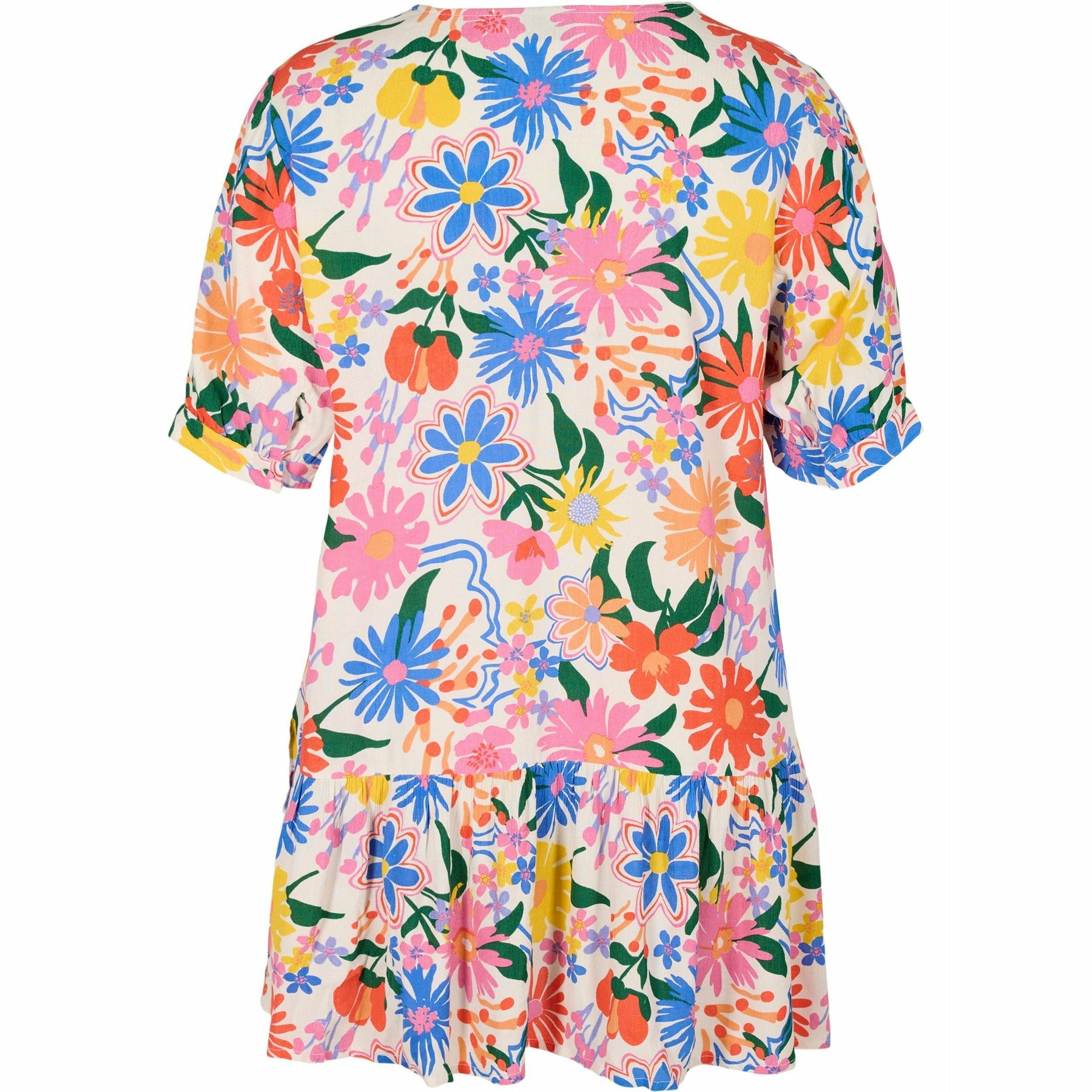 Zizzi Gini Floral Print Short Sleeve Tunic - Wardrobe Plus