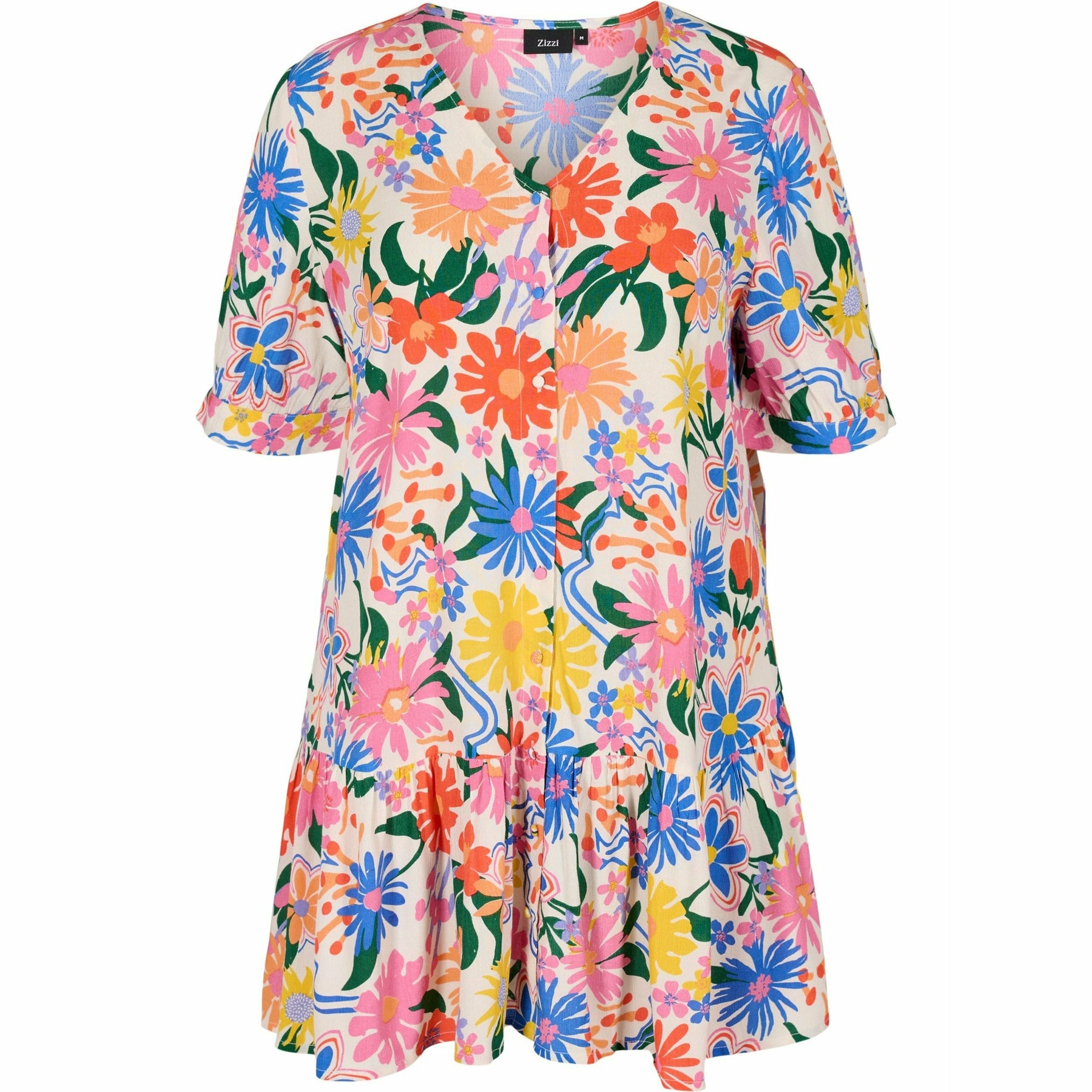Zizzi Gini Floral Print Short Sleeve Tunic - Wardrobe Plus