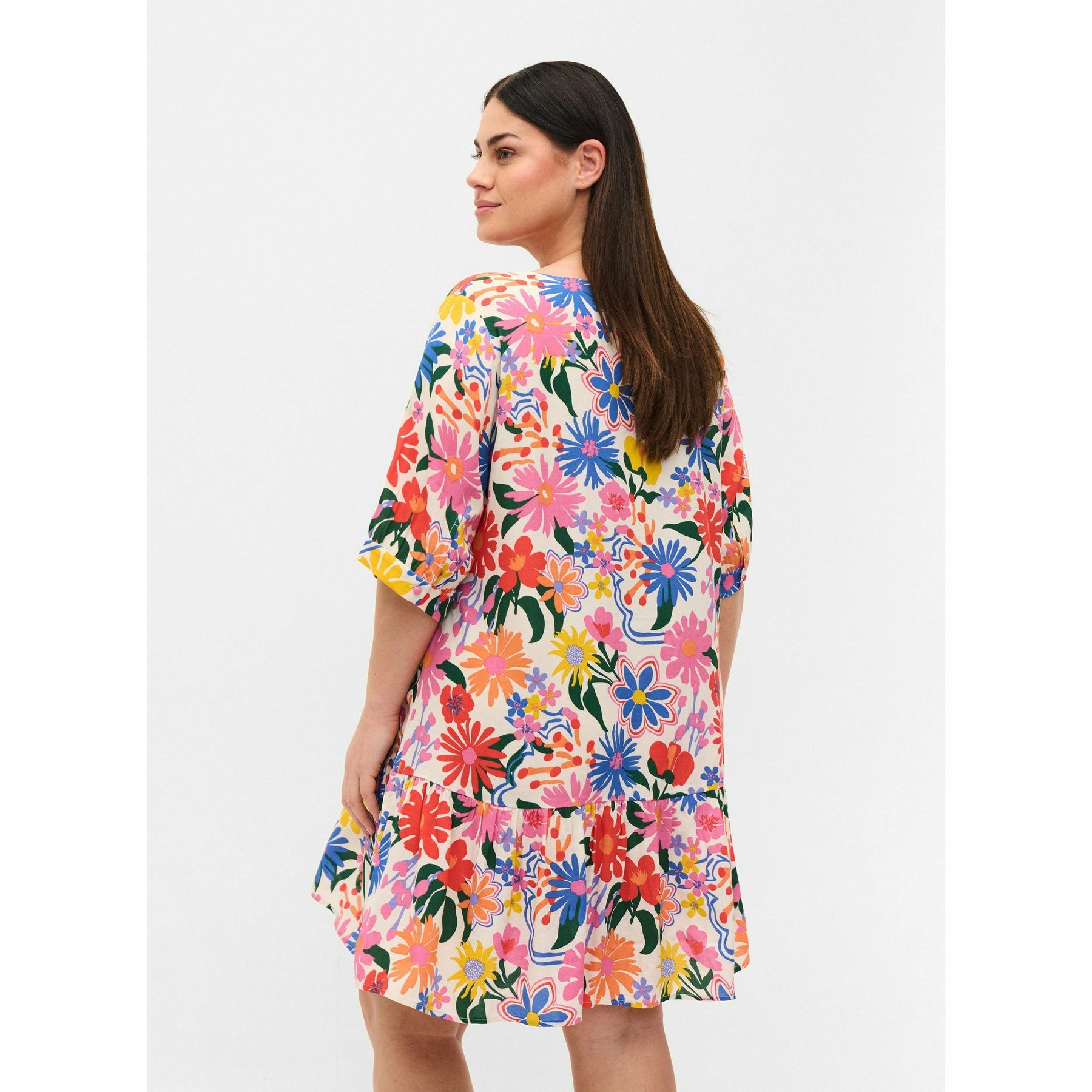 Zizzi Gini Floral Print Short Sleeve Tunic - Wardrobe Plus