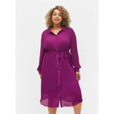 Zizzi Bella Shirt Dress in Grape - Wardrobe Plus