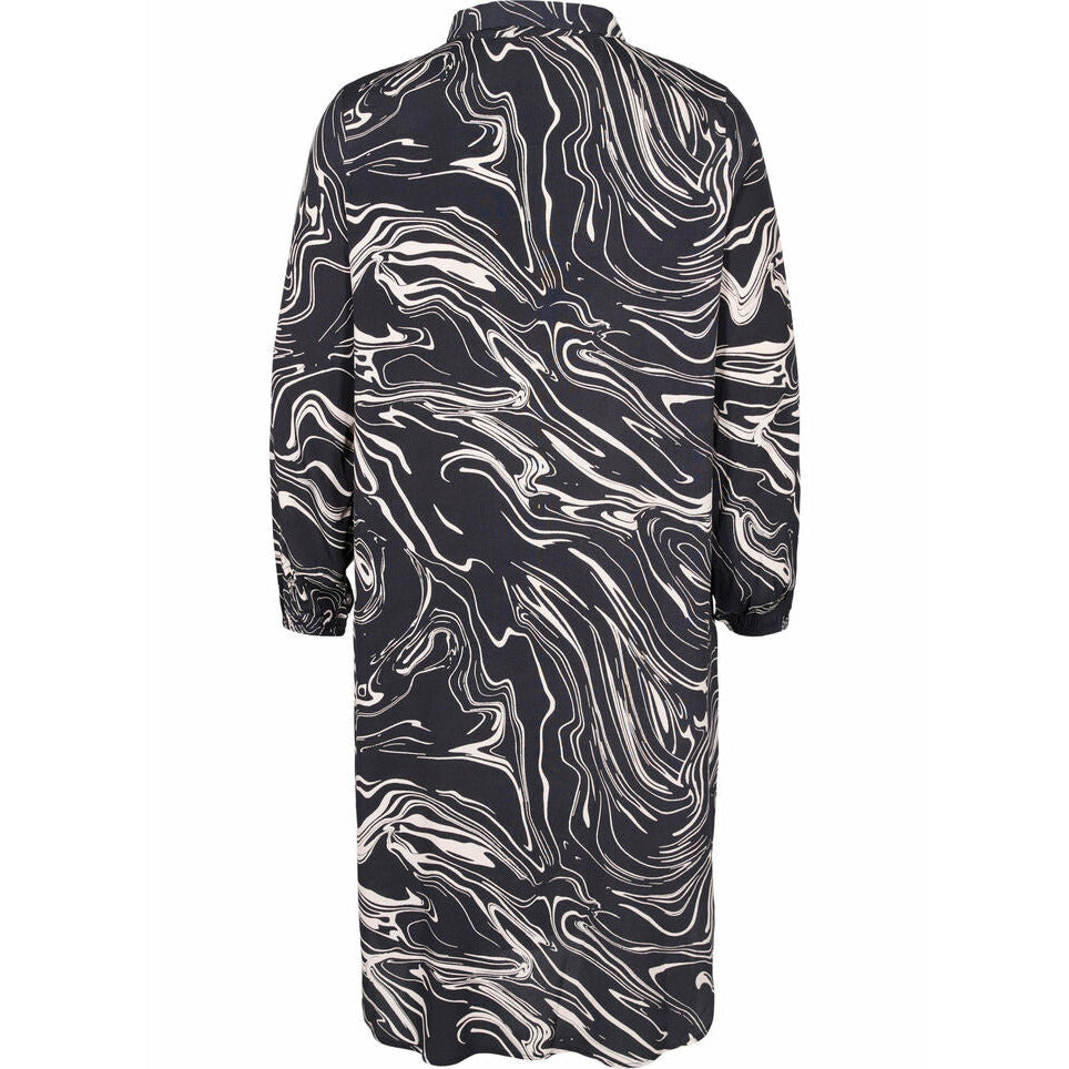 Zizzi Shirt Dress in Black Swirl - Wardrobe Plus