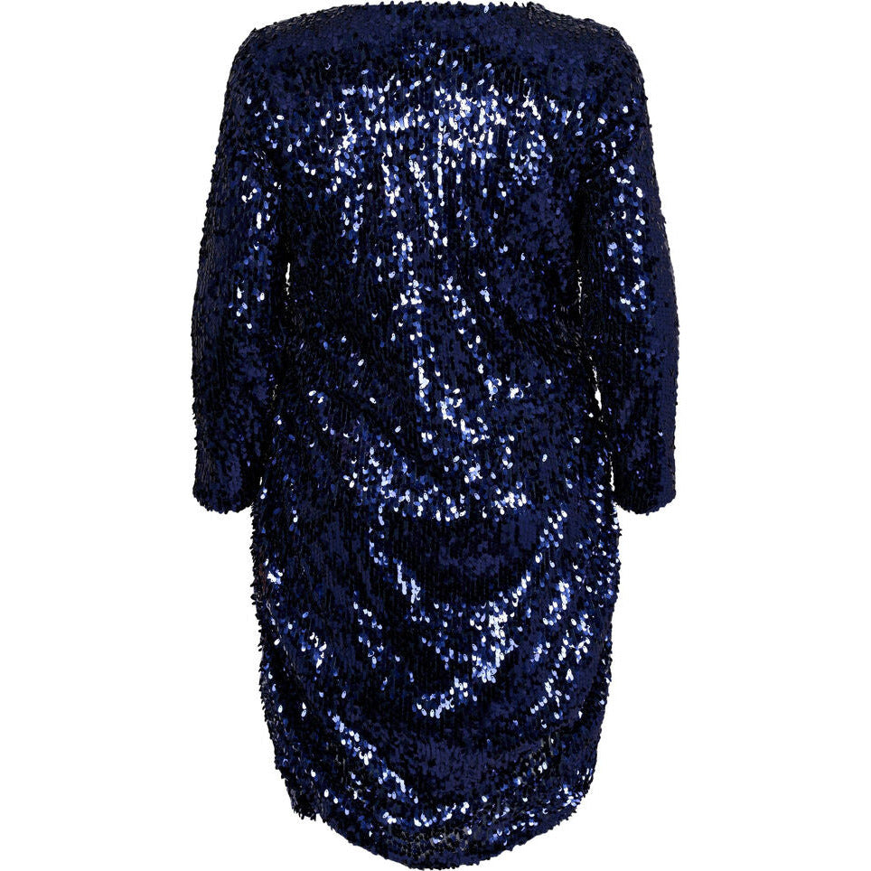 Zizzi Sequin Dress in Navy - Wardrobe Plus